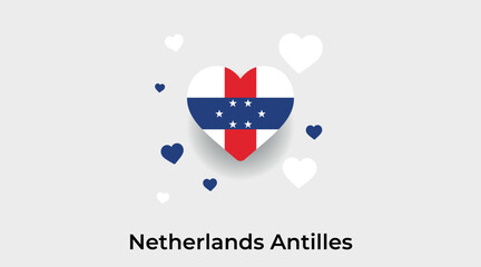 Netherlands Antilles flag heart shape with additional hearts icon vector illustration