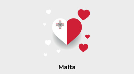 Malta flag heart shape with additional hearts icon vector illustration