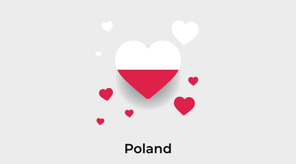 Poland flag heart shape with additional hearts icon vector illustration