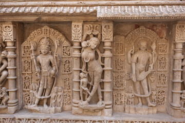 Obraz premium India Ahmedabad step wells on a sunny autumn day.