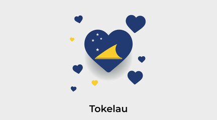 Tokelau flag heart shape with additional hearts icon vector illustration