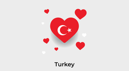 Turkey flag heart shape with additional hearts icon vector illustration