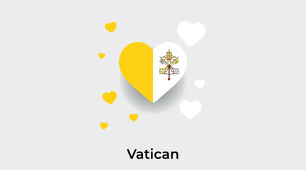 Vatican flag heart shape with additional hearts icon vector illustration