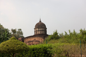 Fototapeta premium India brick temples of Vishnupur on a sunny winter day.