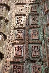 India brick temples of Vishnupur on a sunny winter day.