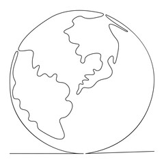 Single line continuous drawing of earth global and concept world earth day outline vector illustration