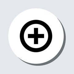 Add icon vector. Plus sign symbol in trendy flat style. Medical cross vector icon illustration in circle isolated on gray background