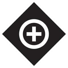 Add icon vector. Plus logo design. Medical cross vector icon illustration in rhombus isolated on white background