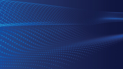 Abstract digital particle wave. Futuristic dotted wave. Big data digital code. Technology or science banner. Technology background vector. Vector illustration.