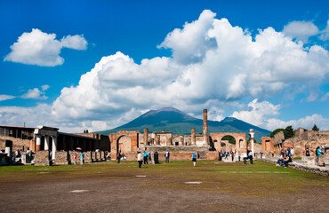Pompeii. The city was buried under volcanic ash after a massive eruption of Mount Vesuvius in 79 AD.