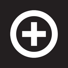 Add icon vector. Plus icon sign symbol vector. Medical cross vector icon illustration isolated on black background