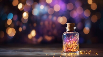 Exquisite Fragrance Ensemble: A Petite Bottle of Perfume Accompanied by Enchanting Blooms - AI Generative - obrazy, fototapety, plakaty
