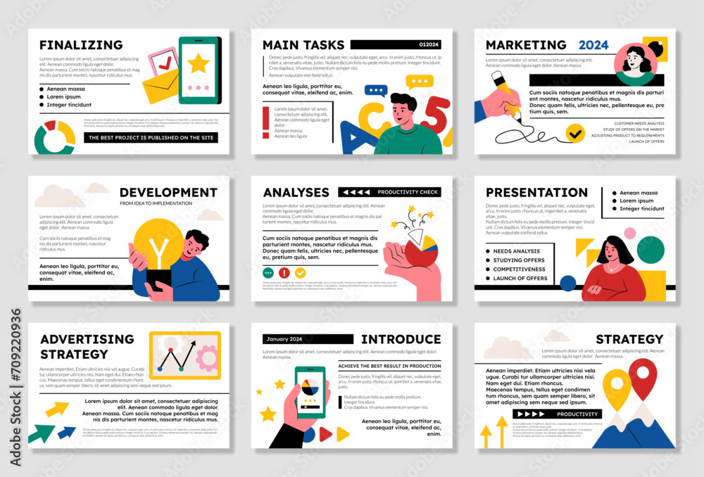 Poster Presentation template. Business slide. UI data hero graph or marketing design background. Corporate report pages. Analytics diagrams. Project development. Vector modern banners set