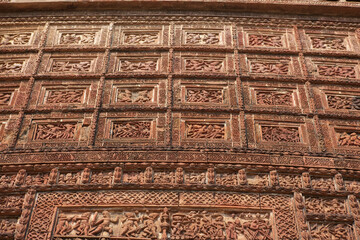 India temples of Vishnupur on a cloudy winter day
