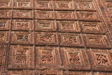 India temples of Vishnupur on a cloudy winter day