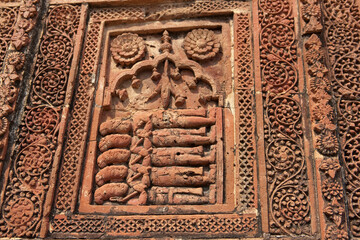 India temples of Vishnupur on a cloudy winter day