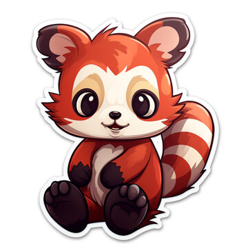 a kawaii red panda sticker cartoon created with Generative Ai