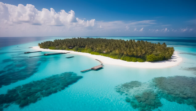 Beautiful island in the Maldives aerial photography