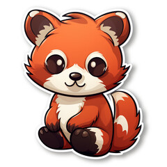 Fototapeta premium a kawaii red panda sticker cartoon created with Generative Ai