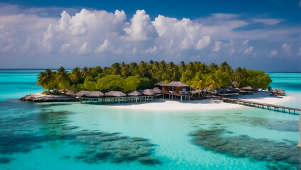 Obraz premium Beautiful island in the Maldives aerial photography resort