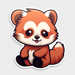 Fototapeta premium a kawaii red panda sticker cartoon created with Generative Ai