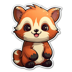 Naklejka premium a kawaii red panda sticker cartoon created with Generative Ai