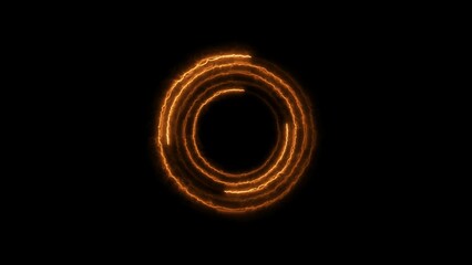 Abstract neon glowing circle loading bar orange color. Black background UHD 4k illustration.	