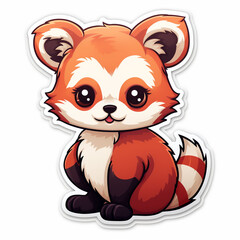 a kawaii red panda sticker cartoon created with Generative Ai