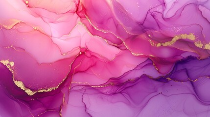 AI generated illustration of an alcohol ink painting showcasing purple and yellow hues
