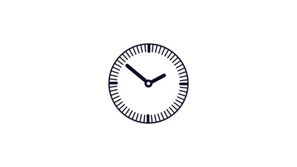 Abstract dark purple clock icon Countdown 24 Hour Day Fast Speed. white background clock timer rotation 360 4k illustration.