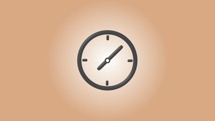 Abstract gray clock icon Countdown 24 Hour Day Fast Speed. White color background clock timer rotation 360 4k illustration.	