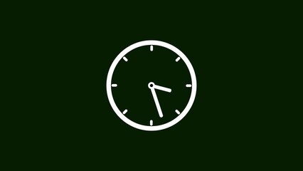 Stopwatch icon illustration. Deep green background white circle 4k illustration.
