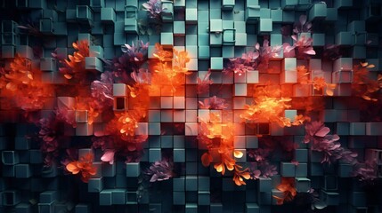 Living Wall of Product Pixels: Dynamic living walls transform into product displays with pixel rearrangements for a futuristic canvas.
