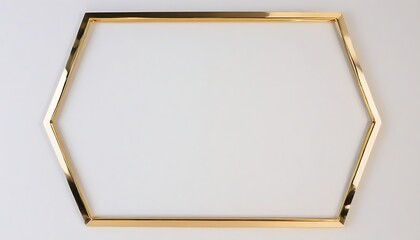 isolated hexagonal slim solid shiny gold frame on white neutral background