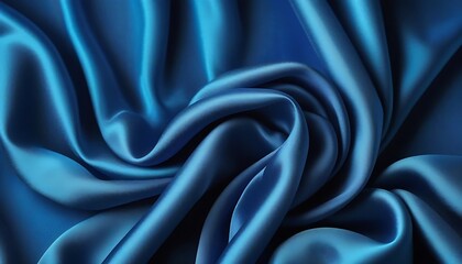 electric blue silk wavy drapery background, major fold