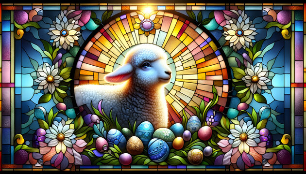 stained glass easter lamb