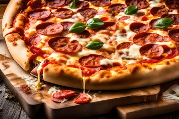 pizza delicious cutting