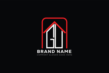 GU letter creative real estate vector logo design . GU creative initials letter logo concept. GU house sheap logo