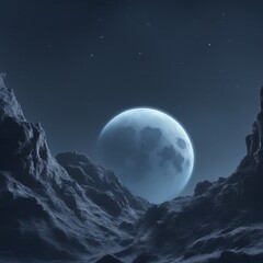 Naklejka na ściany i meble Deep Space Blue Moon: Nighttime Serenade