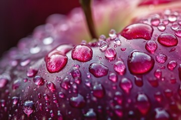 Close up of a wet red apple