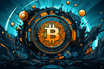 bitcoin in pop art style