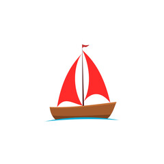 Boat on sea icon isolated on transparent background