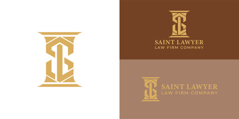 Abstract initial letter SL or LS logo in gold color isolated in white background applied for law firm logo also suitable for the brands or companies have initial name LS or SL.