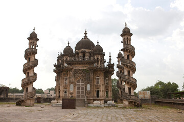 India Mahabat Maqbara Mausoleum of Bhavnagar on a cloudy winter day