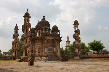 India Mahabat Maqbara Mausoleum of Bhavnagar on a cloudy winter day