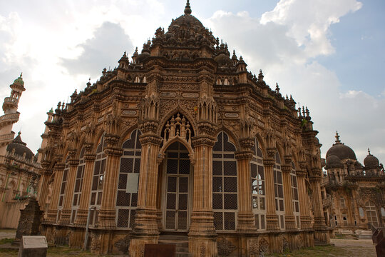 India Mahabat Maqbara Mausoleum of Bhavnagar on a cloudy winter day