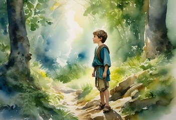 boy in a forest