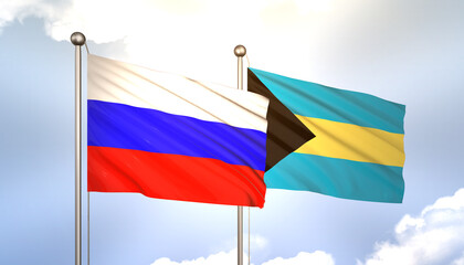 Russia and Bahamas Flag Together A Concept of Realations