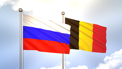 Russia and Belgium Flag Together A Concept of Realations