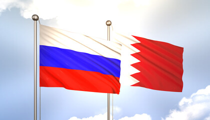 Russia and Bahrain Flag Together A Concept of Realations